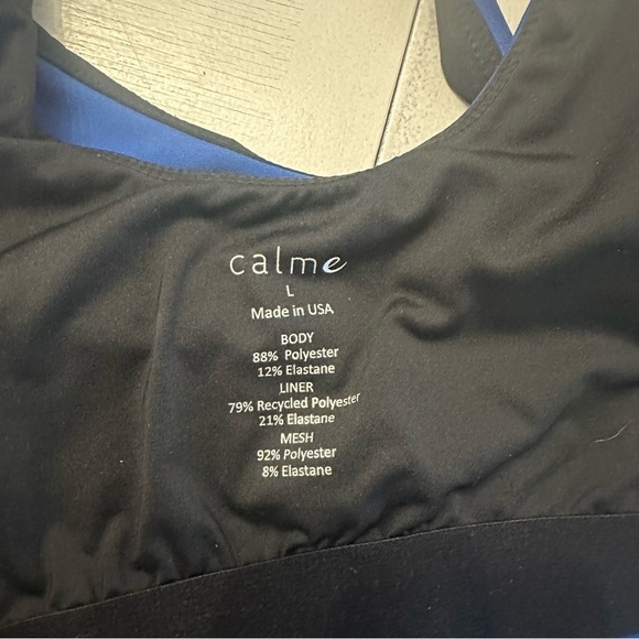 Johnny Was Calme Royal Blue & Black Endure Athletic Long Sports Bra Sz L GUC - Picture 5 of 7